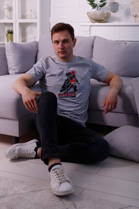 Купити чоловічу футболку Casual Мото (сіра)  в Україні від Галичанка фото 2