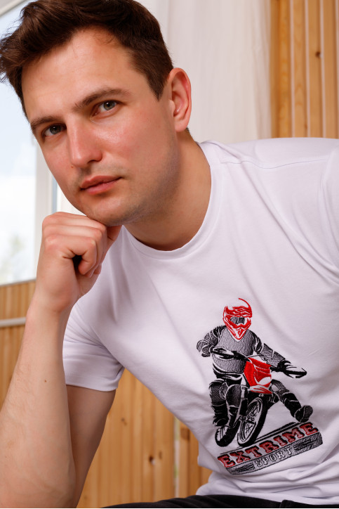 Купити чоловічу футболку Casual Мото (біла)  в Україні від Галичанка фото 2
