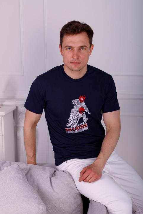 Купити чоловічу футболку Casual Мото (темно синя)  в Україні від Галичанка фото 1