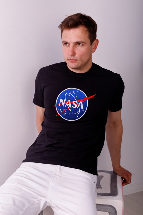 Купити чоловічу футболку Casual NASA (чорна)  в Україні від Галичанка фото 2