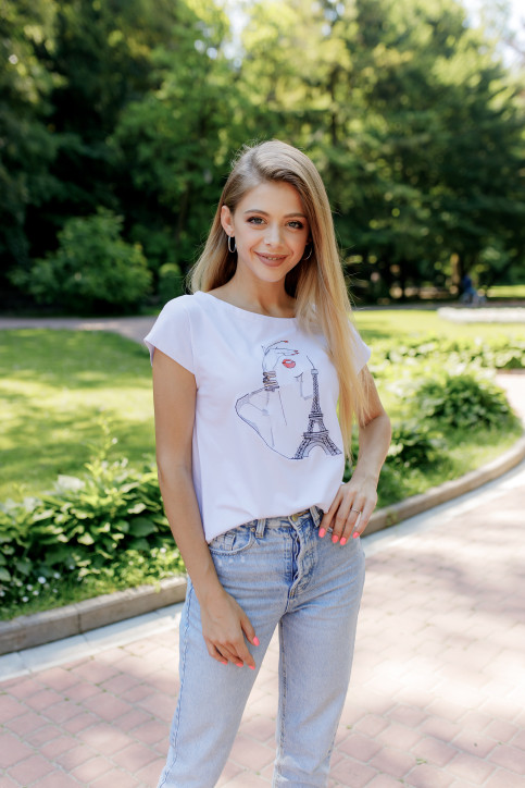 Купити жіночу футболку Casual  Париж ( біла)  в Україні від Галичанка фото 1