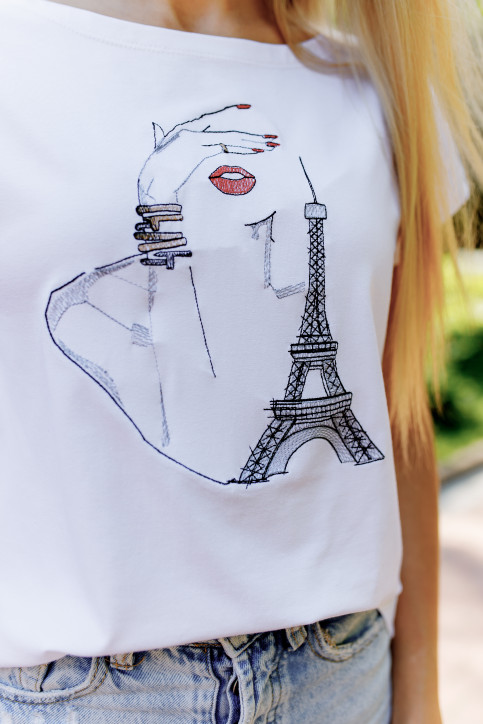 Купити жіночу футболку Casual  Париж ( біла)  в Україні від Галичанка фото 2
