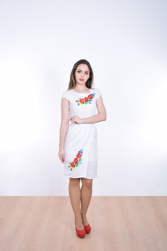 Купить вышитое платье Полесье (белая) в Украине от производителя Галычанка
