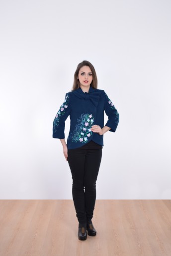 Купить женский жакет с вышивкой Колокольчик (темно синий) в Украине от Галычанка