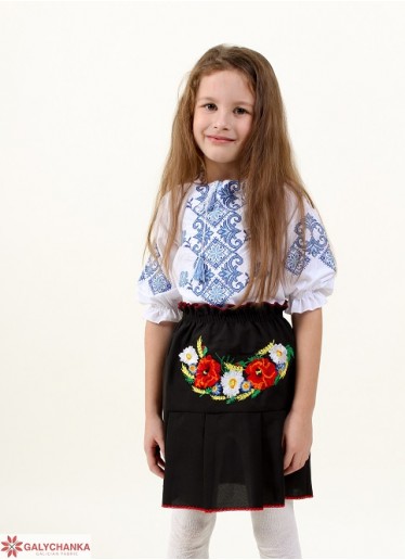 Вышиванка для девочки Маричка (белый с синим) – купить в Украине от Галычанка	