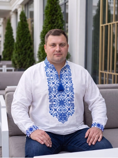 Kup męską koszulę haftowaną Polkovnik+ (bialy z nebeski) w Polsce od Galychanka