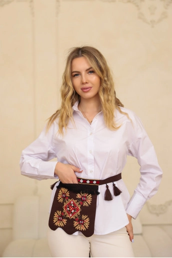 Ладунка Сварожка (шоколад) вишита хрестиком – поясна сумочка з вишивкою | Галичанка