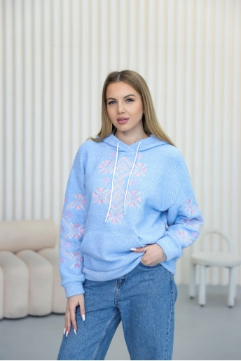 Купити жіночий світшот з вишивкою Ладомира (голубий) в Україні від Галичанка