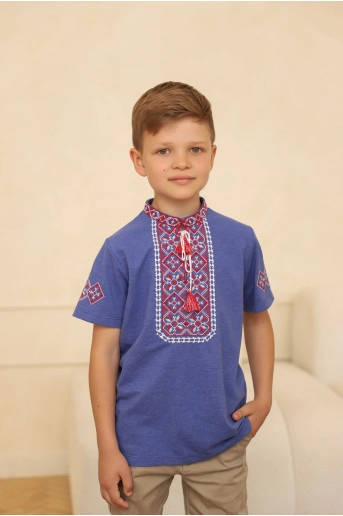 Ivanko ( blue and red) - хлоп.футб.к/р-виш джинс голубий виш.черв.-білий Іванко Bft-084