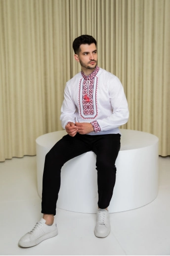 Corporal (white and red) - чол.сорочка з манжетом д/р сорочкова біла виш.черв. Капрал