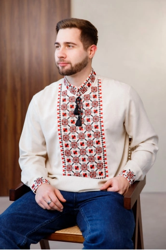 Купити чоловічу вишиту сорочку Відвага (меланж)в Україні від Галичанка