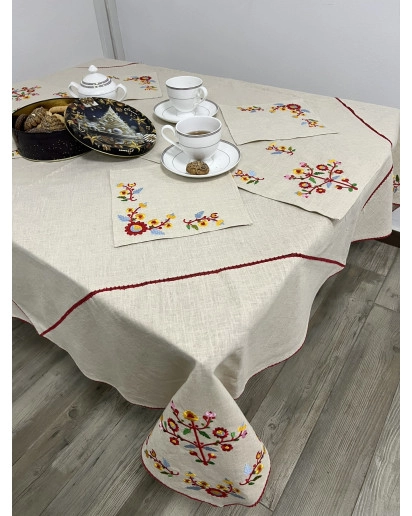 Javorivna spadchuna  (melanż beżowy + 4 serwetki)