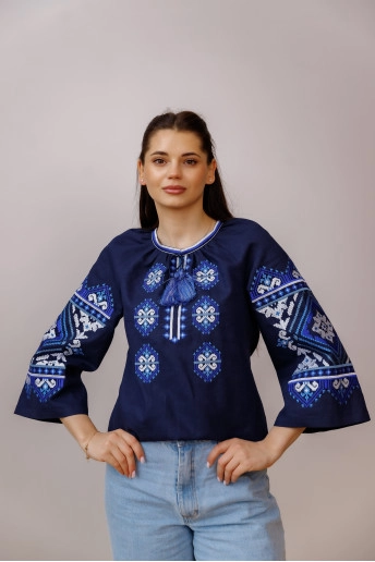 Вишиванка жіноча Богуслава (синя т.)в Україні від Галичанка
