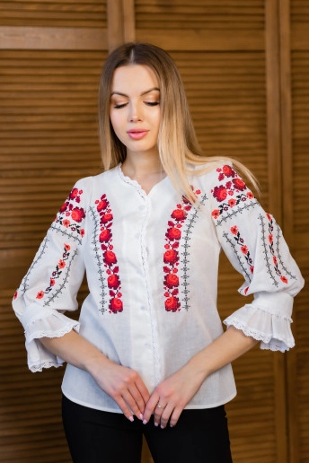 Вишиванка жіноча Люція (біла з черовним)в Україні від Галичанка