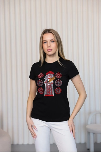 Купити жіночу футболку вишиванку Мотанка (чорна) в Україні від Галичанка