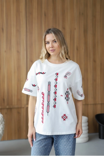 Купити жіночу футболку вишиванку Родовід (біла) в Україні від Галичанка